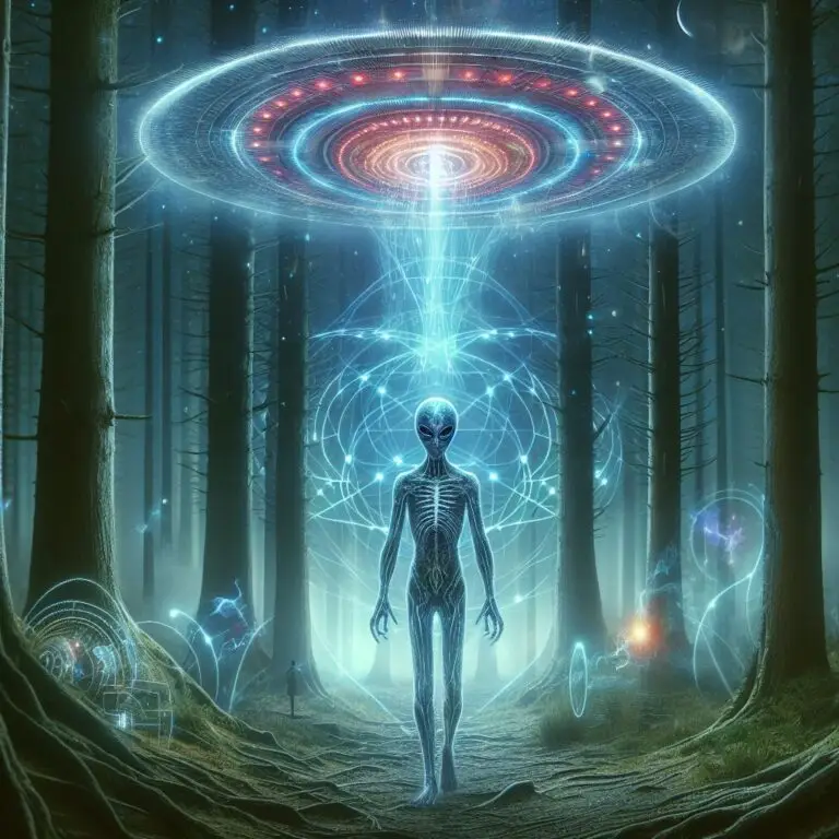 the extraterrestrial apunian like and energy of a soul walking in the forest