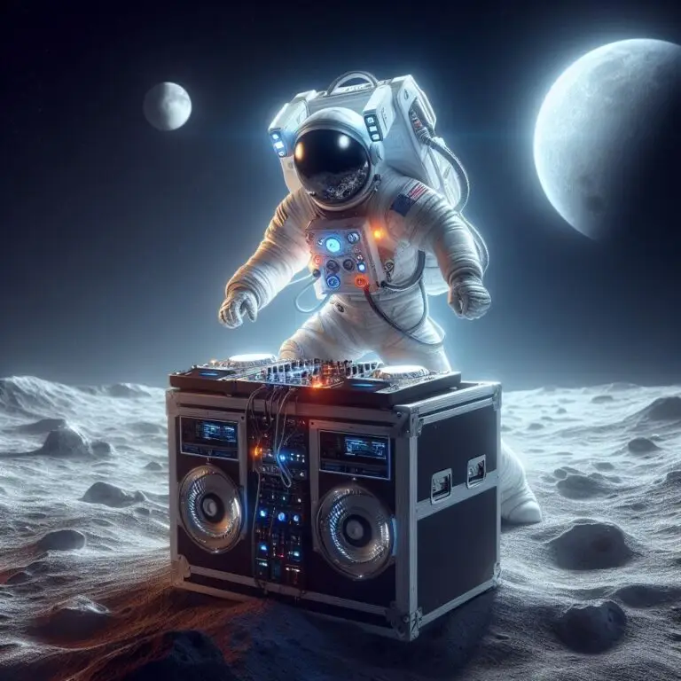 A dj playing in the moon